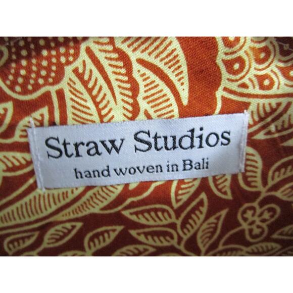 Straw Studios Bali Round Rattan & Leather Hand Woven Crossbody Circle Bag Purse - Picture 11 of 12